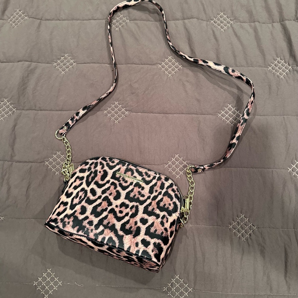 Steve Madden Leopard Print Crossbody Bag with Gold Chain